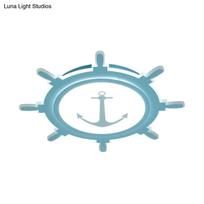 DecorBites™ DecorBites™ Rudder Baby Room Flush Mount Lamp LED Kids Ceiling Light - Blue/White, Warm/White (16.5"/20.5"/24.5" Width)