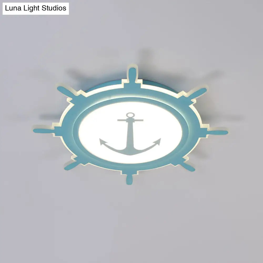 DecorBites™ DecorBites™ Rudder Baby Room Flush Mount Lamp LED Kids Ceiling Light - Blue/White, Warm/White (16.5"/20.5"/24.5" Width)