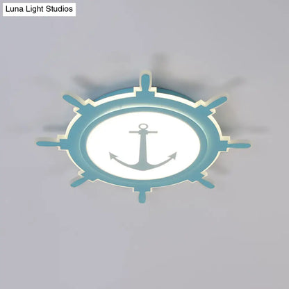 DecorBites™ DecorBites™ Rudder Baby Room Flush Mount Lamp LED Kids Ceiling Light - Blue/White, Warm/White (16.5"/20.5"/24.5" Width)