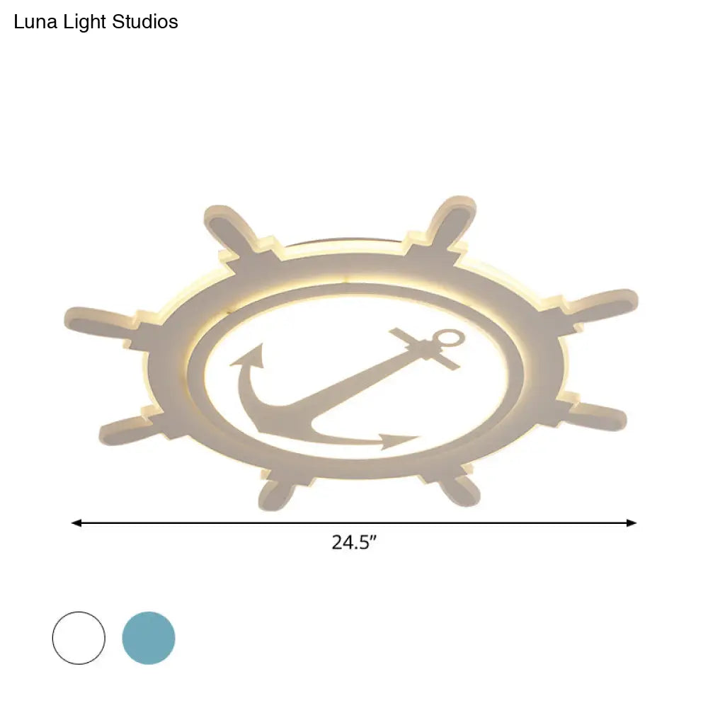 DecorBites™ DecorBites™ Rudder Baby Room Flush Mount Lamp LED Kids Ceiling Light - Blue/White, Warm/White (16.5"/20.5"/24.5" Width)