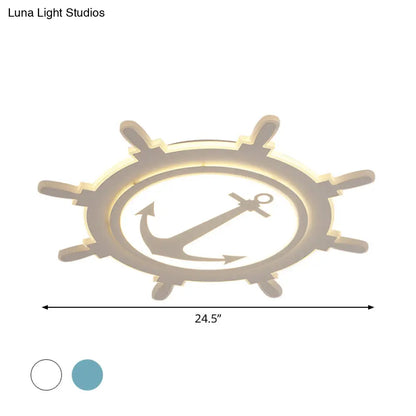 DecorBites™ DecorBites™ Rudder Baby Room Flush Mount Lamp LED Kids Ceiling Light - Blue/White, Warm/White (16.5"/20.5"/24.5" Width)