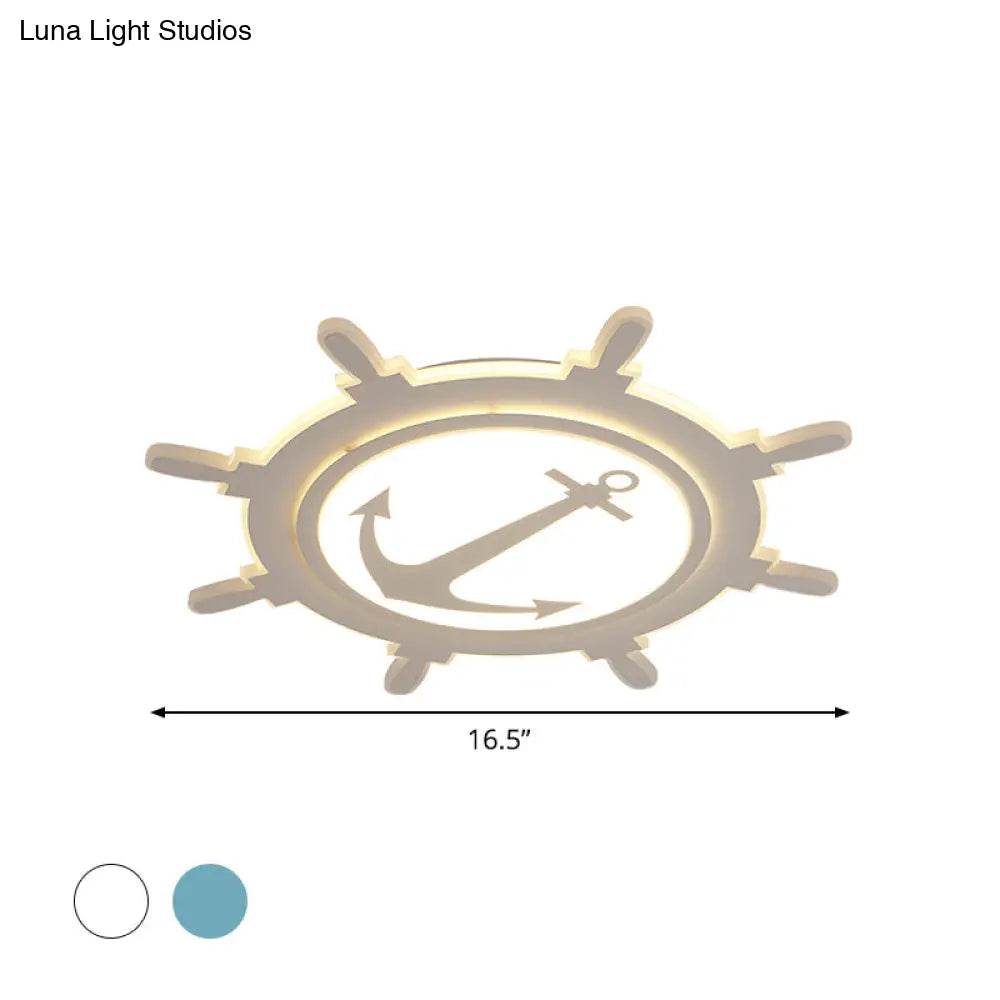 DecorBites™ DecorBites™ Rudder Baby Room Flush Mount Lamp LED Kids Ceiling Light - Blue/White, Warm/White (16.5"/20.5"/24.5" Width)