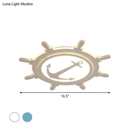 DecorBites™ DecorBites™ Rudder Baby Room Flush Mount Lamp LED Kids Ceiling Light - Blue/White, Warm/White (16.5"/20.5"/24.5" Width)