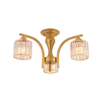 DecorBites™ DecorBites™ Rural Black/Gold Cylinder Ceiling Light with Crystal Accents for Dining Room