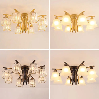 DecorBites™ DecorBites™ Rural Black/Gold Cylinder Ceiling Light with Crystal Accents for Dining Room