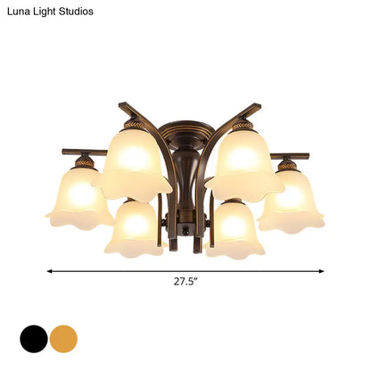 DecorBites™ DecorBites™ Rural Black/Gold Cylinder Ceiling Light with Crystal Accents for Dining Room