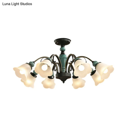 DecorBites™ DecorBites™ Rural Style Semi Flush Mount Light with Swooping Arm - Black Finish Ceiling Lighting for Living Room (3/5/6 Lights)