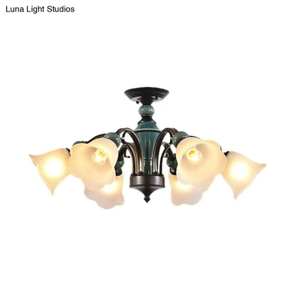 DecorBites™ DecorBites™ Rural Style Semi Flush Mount Light with Swooping Arm - Black Finish Ceiling Lighting for Living Room (3/5/6 Lights)
