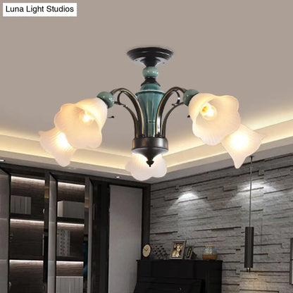 DecorBites™ DecorBites™ Rural Style Semi Flush Mount Light with Swooping Arm - Black Finish Ceiling Lighting for Living Room (3/5/6 Lights)