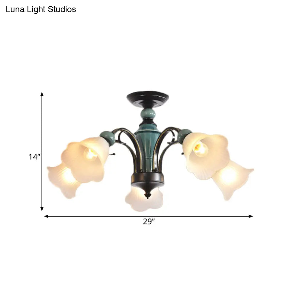 DecorBites™ DecorBites™ Rural Style Semi Flush Mount Light with Swooping Arm - Black Finish Ceiling Lighting for Living Room (3/5/6 Lights)