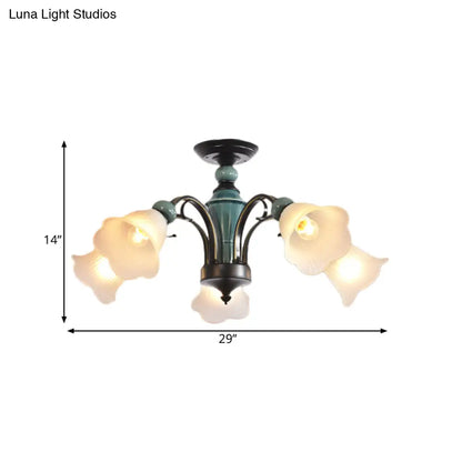 DecorBites™ DecorBites™ Rural Style Semi Flush Mount Light with Swooping Arm - Black Finish Ceiling Lighting for Living Room (3/5/6 Lights)