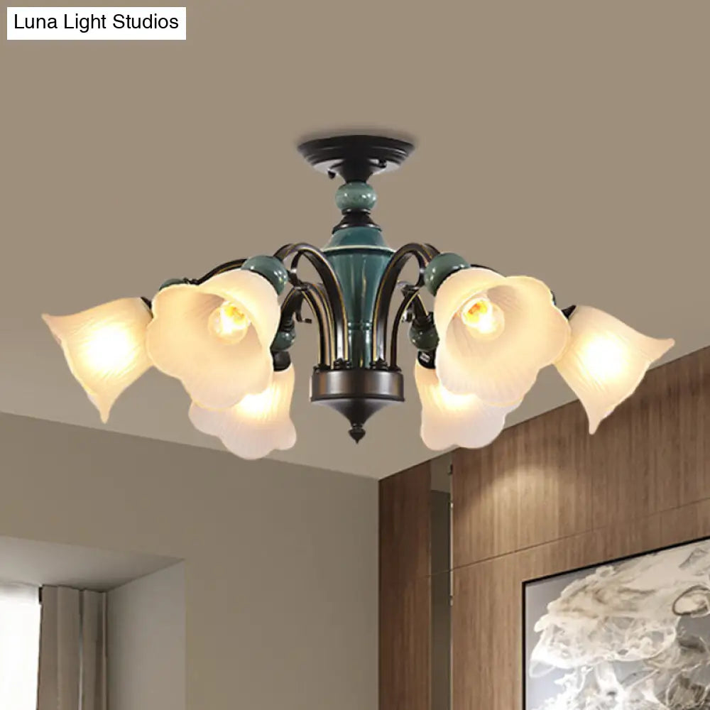 DecorBites™ DecorBites™ Rural Style Semi Flush Mount Light with Swooping Arm - Black Finish Ceiling Lighting for Living Room (3/5/6 Lights)