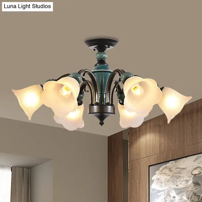 DecorBites™ DecorBites™ Rural Style Semi Flush Mount Light with Swooping Arm - Black Finish Ceiling Lighting for Living Room (3/5/6 Lights)