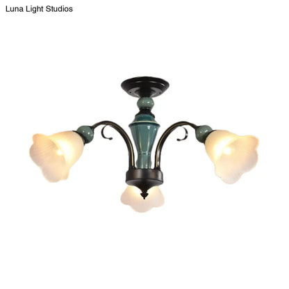 DecorBites™ DecorBites™ Rural Style Semi Flush Mount Light with Swooping Arm - Black Finish Ceiling Lighting for Living Room (3/5/6 Lights)