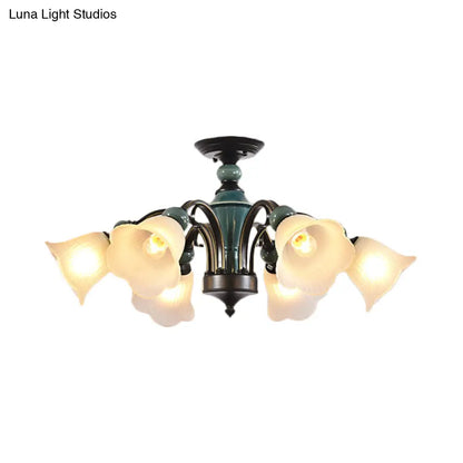DecorBites™ DecorBites™ Rural Style Semi Flush Mount Light with Swooping Arm - Black Finish Ceiling Lighting for Living Room (3/5/6 Lights)