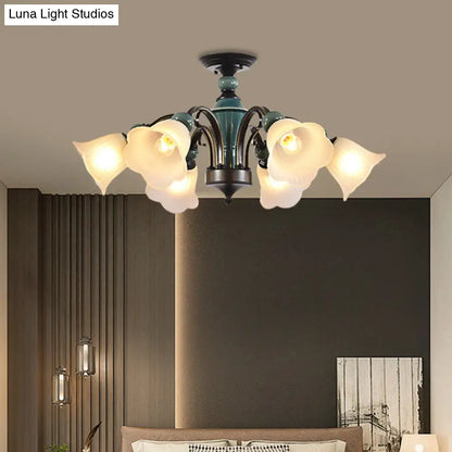 DecorBites™ DecorBites™ Rural Style Semi Flush Mount Light with Swooping Arm - Black Finish Ceiling Lighting for Living Room (3/5/6 Lights)