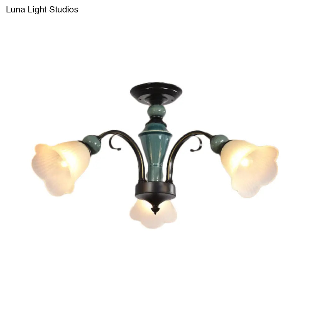 DecorBites™ DecorBites™ Rural Style Semi Flush Mount Light with Swooping Arm - Black Finish Ceiling Lighting for Living Room (3/5/6 Lights)