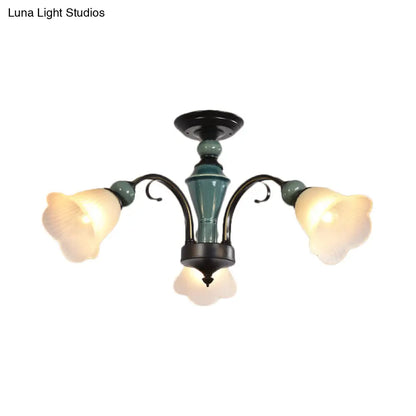 DecorBites™ DecorBites™ Rural Style Semi Flush Mount Light with Swooping Arm - Black Finish Ceiling Lighting for Living Room (3/5/6 Lights)