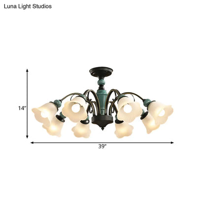 DecorBites™ DecorBites™ Rural Style Semi Flush Mount Light with Swooping Arm - Black Finish Ceiling Lighting for Living Room (3/5/6 Lights)