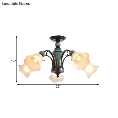 DecorBites™ DecorBites™ Rural Style Semi Flush Mount Light with Swooping Arm - Black Finish Ceiling Lighting for Living Room (3/5/6 Lights)