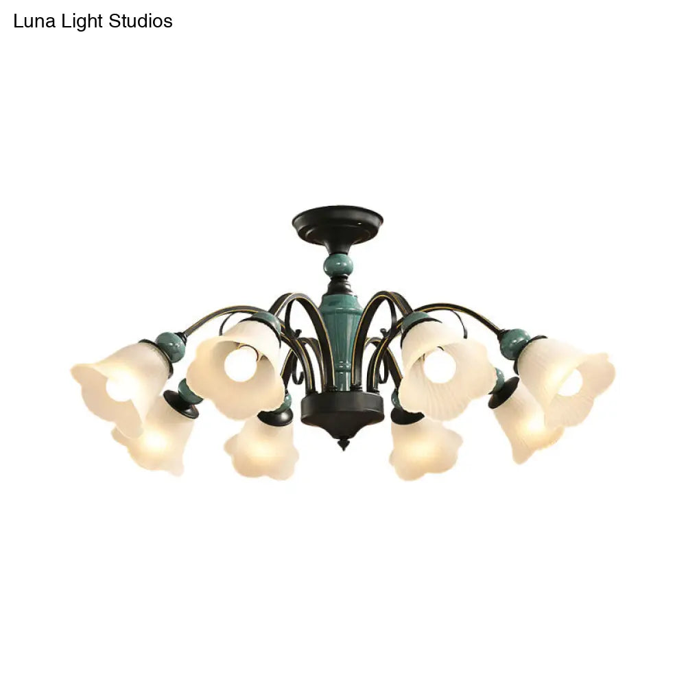 DecorBites™ DecorBites™ Rural Style Semi Flush Mount Light with Swooping Arm - Black Finish Ceiling Lighting for Living Room (3/5/6 Lights)