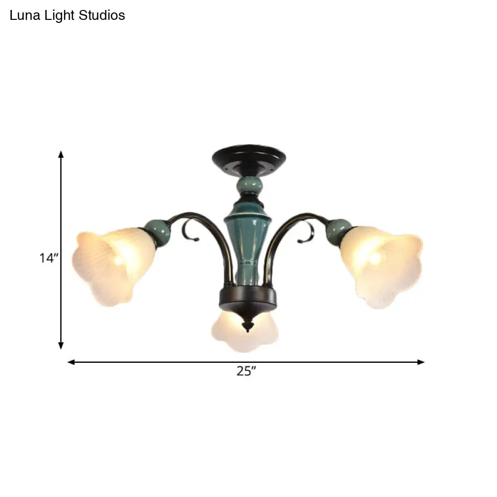DecorBites™ DecorBites™ Rural Style Semi Flush Mount Light with Swooping Arm - Black Finish Ceiling Lighting for Living Room (3/5/6 Lights)