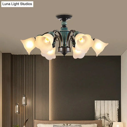 DecorBites™ DecorBites™ Rural Style Semi Flush Mount Light with Swooping Arm - Black Finish Ceiling Lighting for Living Room (3/5/6 Lights)