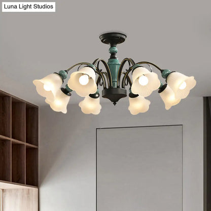 DecorBites™ DecorBites™ Rural Style Semi Flush Mount Light with Swooping Arm - Black Finish Ceiling Lighting for Living Room (3/5/6 Lights)