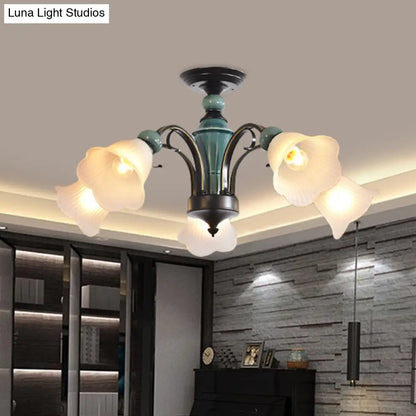 DecorBites™ DecorBites™ Rural Style Semi Flush Mount Light with Swooping Arm - Black Finish Ceiling Lighting for Living Room (3/5/6 Lights)