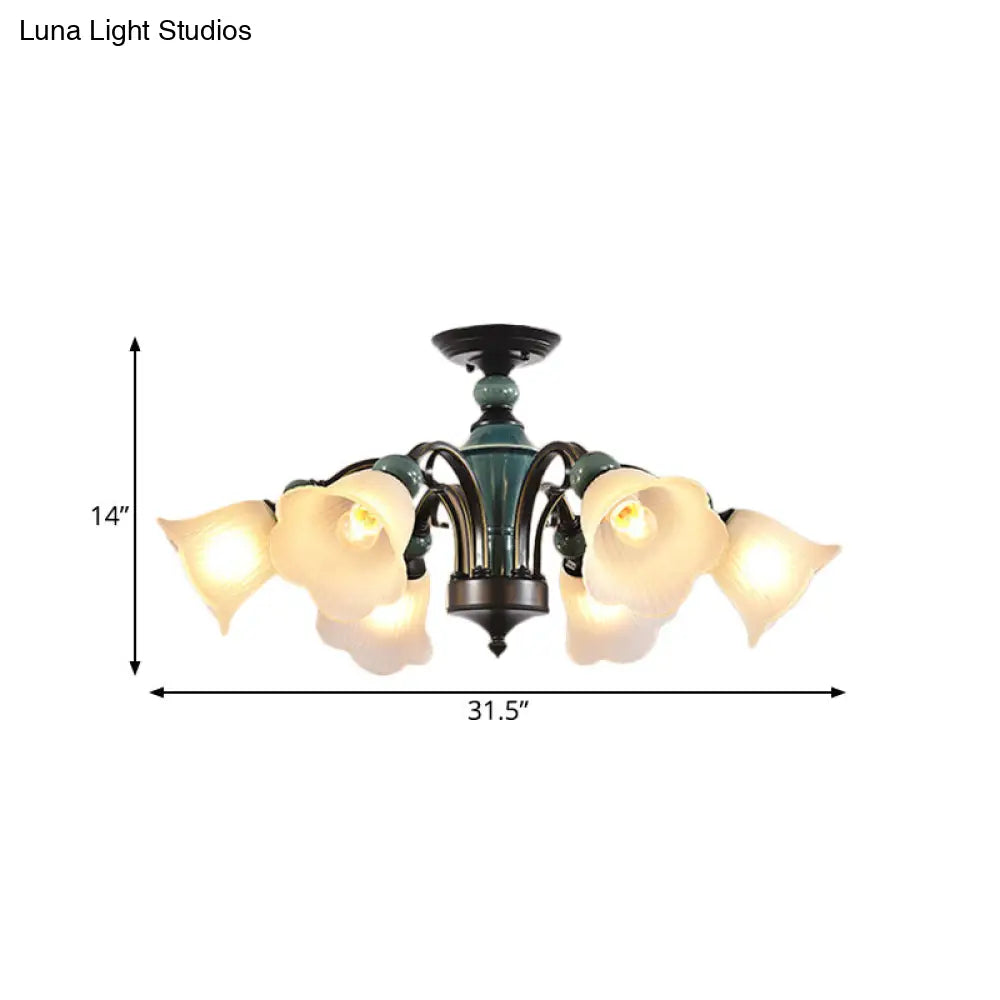 DecorBites™ DecorBites™ Rural Style Semi Flush Mount Light with Swooping Arm - Black Finish Ceiling Lighting for Living Room (3/5/6 Lights)