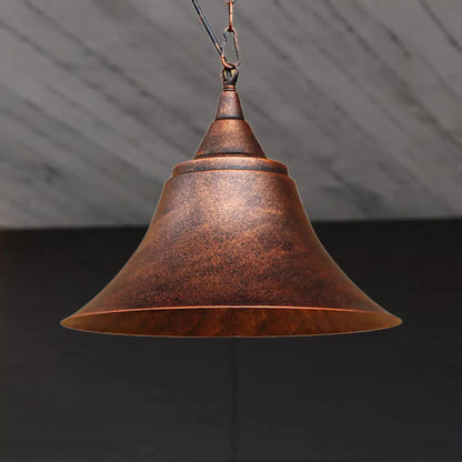 Rust Finish Bell Pendant Light - Farmhouse Style, Wrought Iron, 1-Bulb - Restaurant Ceiling Mount