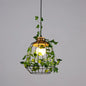 Rustic 1-Bulb Farmhouse Wire Cage Pendant Light with Wood Socket