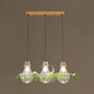 Rustic 3-Light Bulb-Shaped Glass Pendant for Restaurants and Planters