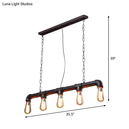 ديكوربايتس™ مصباح معلق ريفي من الحديد الصناعي بخمسة مصابيح للطاولة والجزيرة
