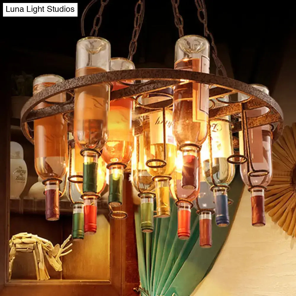 Rustic amber kitchen led pendant light featuring a wine bottle chandelier in various colors with 220v-240v 110v-120v options