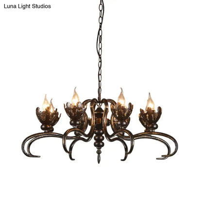 Rustic Antique Candle Chandelier – Stylish Twist Arm Pendant Light for Farmhouse Décor