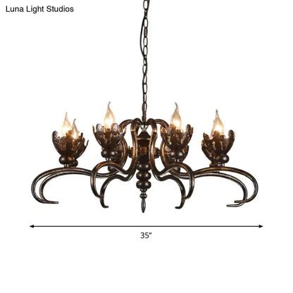 Rustic Antique Candle Chandelier – Stylish Twist Arm Pendant Light for Farmhouse Décor