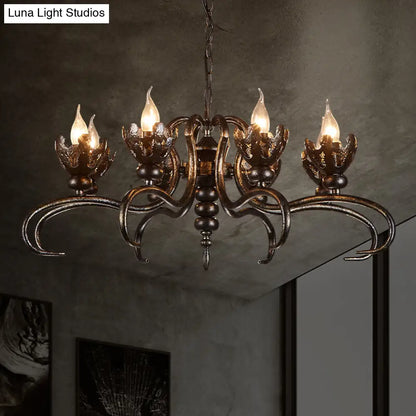 Rustic Antique Candle Chandelier – Stylish Twist Arm Pendant Light for Farmhouse Décor