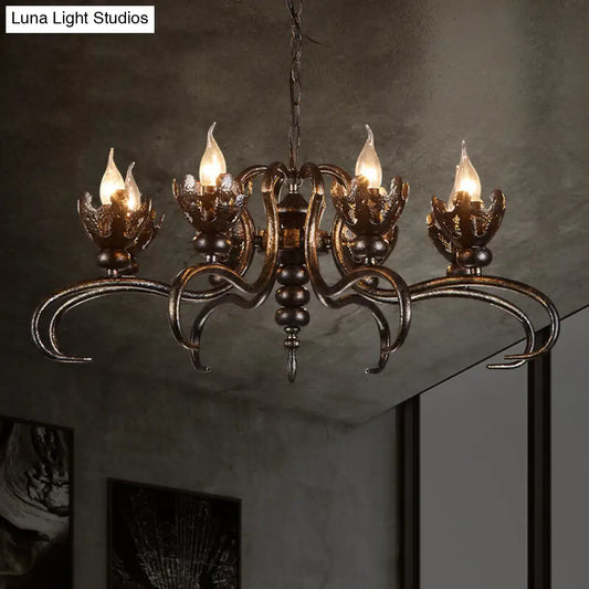 Rustic Antique Candle Chandelier – Stylish Twist Arm Pendant Light for Farmhouse Décor