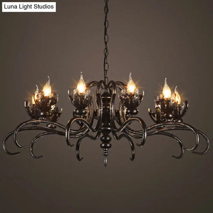 Rustic Antique Candle Chandelier – Stylish Twist Arm Pendant Light for Farmhouse Décor