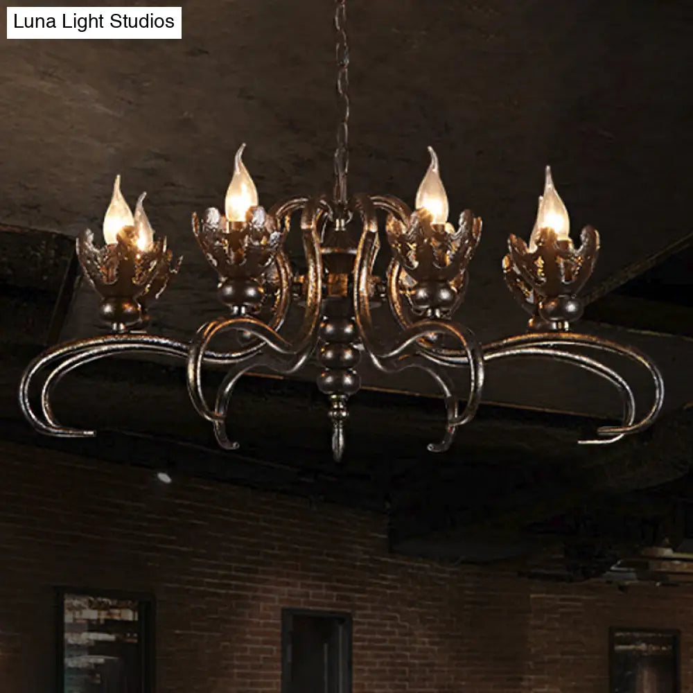 Rustic Antique Candle Chandelier – Stylish Twist Arm Pendant Light for Farmhouse Décor