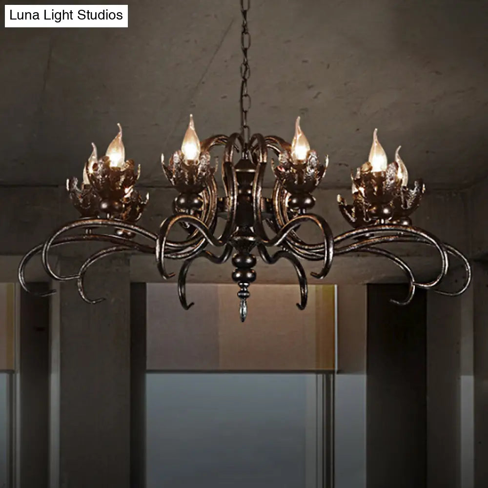 Rustic Antique Candle Chandelier – Stylish Twist Arm Pendant Light for Farmhouse Décor