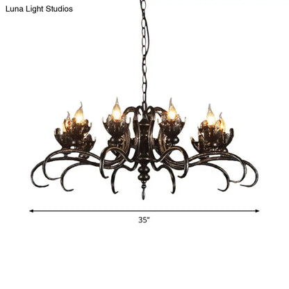 Rustic Antique Candle Chandelier – Stylish Twist Arm Pendant Light for Farmhouse Décor