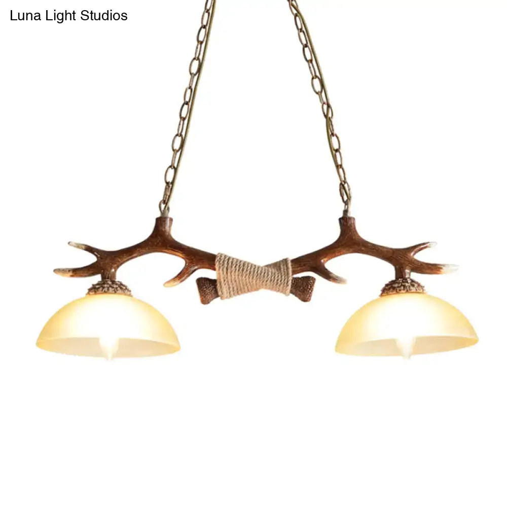 Decorbites rustic glass hanging lamp with amber antler pendant light and warm glass shades for 110v-120v use