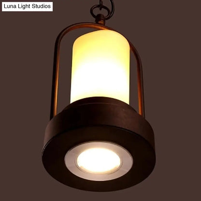 Rustic Arched Pendant Light with Retro Metallic Design - Single Kitchen Bar Down Light with Candle and Rope Accent