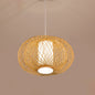 Rustic Bamboo Lantern Pendant Light for Teahouse - Wooden Ceiling Lamp with 1 Bulb