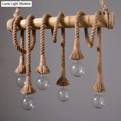 DecorBites™ Rustic Bamboo Tube Hanging Light with Exposed Bulb – Ideal for Restaurant, Island, and Ceiling