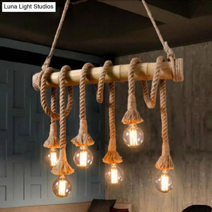 DecorBites™ Rustic Bamboo Tube Hanging Light with Exposed Bulb – Ideal for Restaurant, Island, and Ceiling