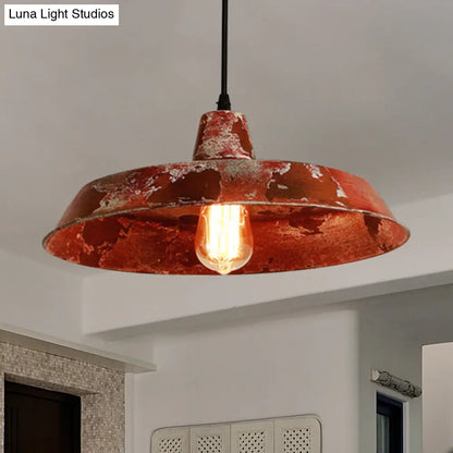 Rustic Barn Pendant Light: Farmhouse Style, 1 Bulb, Wrought Iron Hanging Lamp for Restaurants