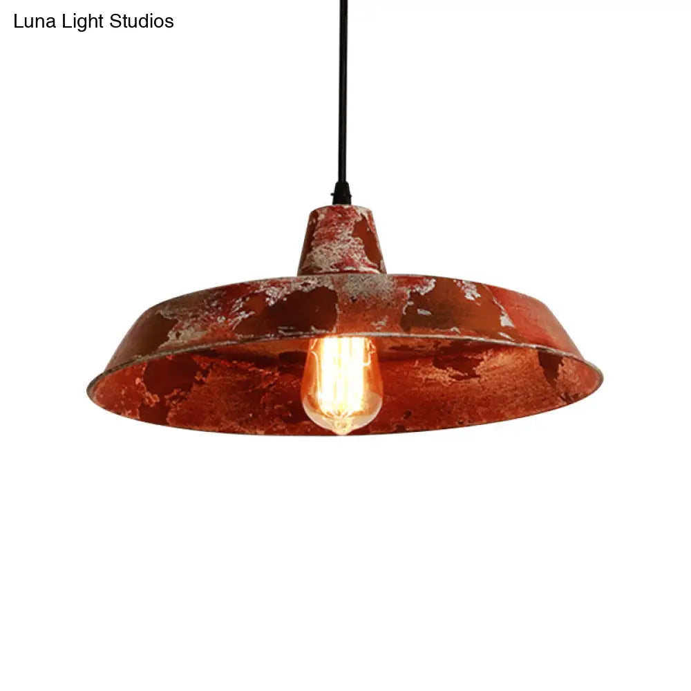 Rustic Barn Pendant Light: Farmhouse Style, 1 Bulb, Wrought Iron Hanging Lamp for Restaurants